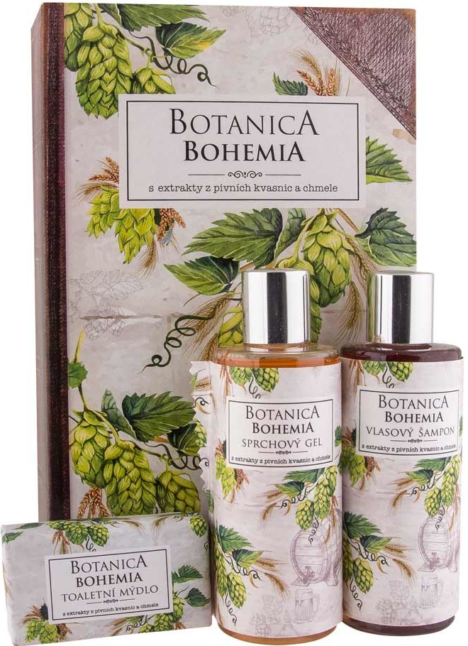 Bohemia Gifts & Cosmetics Botanica Chmel a obilí sprchový gel 200 ml + šampon 200 ml + mýdlo 100 g dárková sada