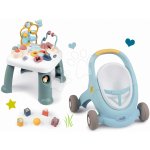 Set chodítko a kočárek s brzdou Croc Baby Walker Minikiss 3in1 Smoby a didaktický stolek s funkcemi pro vývoj jemné motoriky – Zboží Dáma