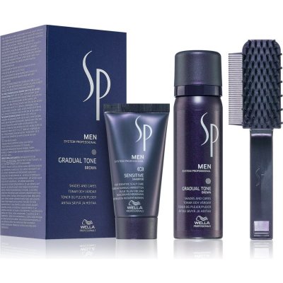 Wella Professionals SP Men Black barvicí pěna pro šedivé vlasy 60 ml + šampon pro suchou a citlivou pokožku hlavy 30 ml + hřeben dárková sada – Zbozi.Blesk.cz