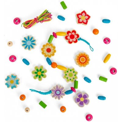 Bigjigs Toys Sada dřevěných korálků Summer Flowers – Hledejceny.cz
