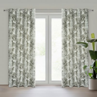 EUROFIRANY ZATEMŇOVACÍ ZÁVĚS NA KROUŽCÍCH ZORA 140X250 CM LISTY – Zboží Dáma