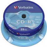 Verbatim CD-R 700MB 52x, AZO, spindle, 25ks (43432) – Zboží Živě