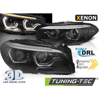 Přední světla xenon D1S AFS 3D LED angel eyes BMW F10 / F11 LCI 2013 - 2016 černá – Zbozi.Blesk.cz