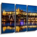 Obraz 3D třídílný - 105 x 70 cm - Prague Castle, Hradcany reflecting in Vltava river in Prague, Czech Republic at night Pražský hrad, Hradčany odrážející se v řece Vltav – Hledejceny.cz