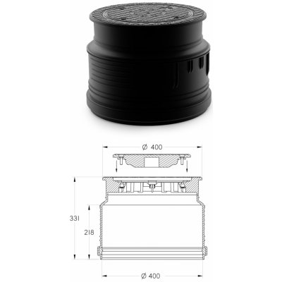 MIDAS Poklop vodotěsný, pachotěsný plastový A15-zvýšená zátěž do 3 tun, na hladkou rouru DN 400 p3612 – Zboží Dáma