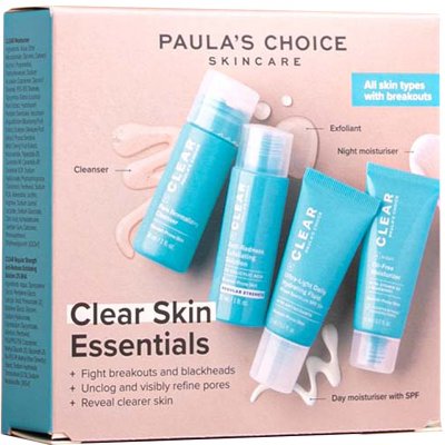 Paula's Choice Clear Regular Strength sada regulujících produktů čisticí gel 30 ml + SPF krém 15 ml + lehký krém 15 ml + kyselinový peeling 30 ml dárková sada – Zboží Mobilmania