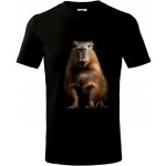 Kapybara s vypláznutým jazykem černá fotka tričko dětské bavlněné černá – Zboží Dáma