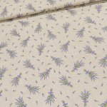 Bavlněné plátno 2676/1571805/36 levandule na režné, š.140cm (látka v metráži) – Sleviste.cz