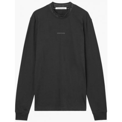 Calvin Klein Calvin Klein pánské tričko s dlouhým rukávem LOGO JACQUARD LS MOCK NECK TEE černé