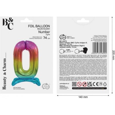 Godan Fóliový balón se stojanem číslo 0 duhová 74 cm – Hledejceny.cz