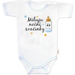 Body krátký rukáv s vtipným textem Baby Nellys Miluju noční svačinky kluk