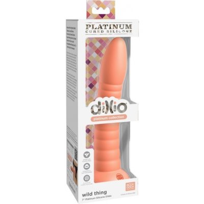 Dillio Platinum Ohebné dildo se silnou přísavkou a drážkami broskové "7" – Zboží Mobilmania