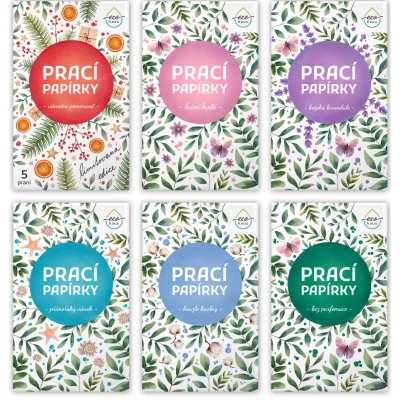 Prací papírky EcoHaus testovací mix 6 vůní s limitovanou edicí celkem 30 praní – Hledejceny.cz