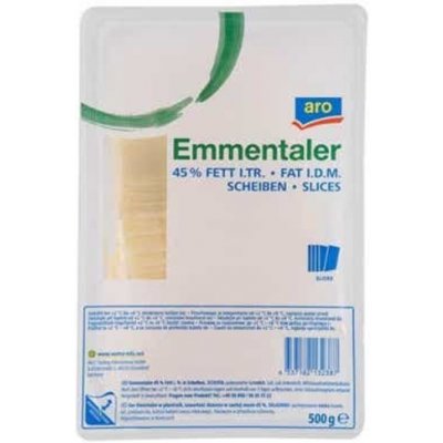 Aro Emmentaler sýr 45% plátky 500 g – Zbozi.Blesk.cz