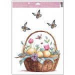 Anděl Přerov Okenní fólie malované velikonoční košíky s glitry 30 x 42 cm – Zbozi.Blesk.cz