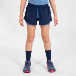 KIPRUN Dívčí běžecké kraťasy 2v1 Kiprun Dry+ modré