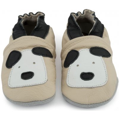 Carozoo Kožené capáčky s koženou podrážkou štěně béžová Béžová – Zboží Dáma