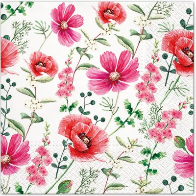 Anděl Papírové ubrousky třívrstvé celoroční vlčí mák 33x33cm – Zboží Dáma