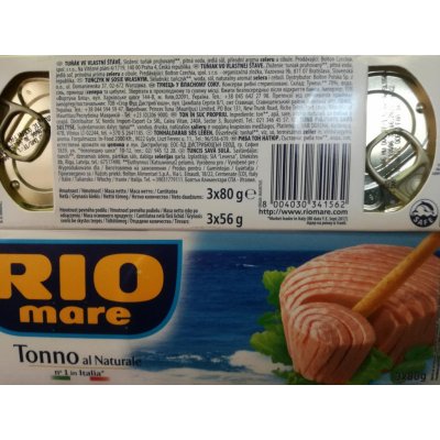 Rio Mare Naturale tuňák ve vlastní šťávě konzerva 3 x 80 g