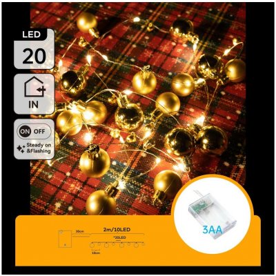 Aigostar LED Vánoční řetěz 20xLED/3xAA 2m teplá bílá B103033XM – Hledejceny.cz