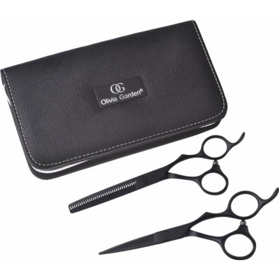 Olivia Garden Sada kadeřnických nůžek 5" a efilačních nůžek 6,35" SilkCut Pro Matt Black PRO5.00/6.35T – Zboží Dáma
