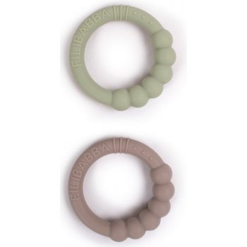 Filibabba silikon kousátko kroužek 2ks Warm Grey/Oil Green