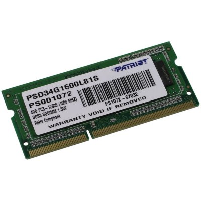 Patriot SODIMM DDR3 4GB1600MHz CL11 PSD34G1600L81S – Zboží Mobilmania