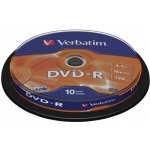 Verbatim DVD-R 4,7GB 16x, AZO, cakebox, 10ks (43523) – Zboží Živě