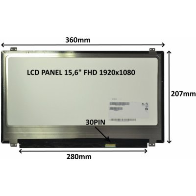 SIL LCD PANEL 15,6'' FHD 1920x1080 30PIN MATNÝ IPS / ÚCHYTY NAHOŘE A DOLE 77049210