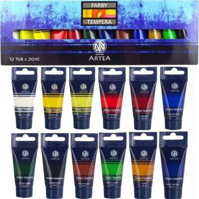 Astra Umělecké temperové barvy Artea 12 barev 20 ml 309964 – Hledejceny.cz