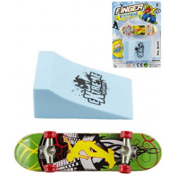 Hra motorická skateboard prstový 9cm set s rampou na kartě různé druhy plast