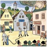 MALUJEŠ JOSEF LADA HYDRANT UPROSTŘED NÁVSI 60 x 90 cm vypnuté plátno na rám – Zboží Mobilmania