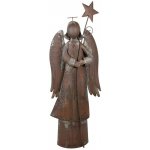 Clayre & Eef Hnědo-rezavá kovová dekorace anděl s hvězdou Angel - 48*18*133 cm – Hledejceny.cz