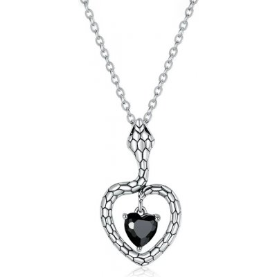 Grace Silver Jewellery Stříbrný s černým zirkonem hadí láska NH-BSN233/22 Stříbrná