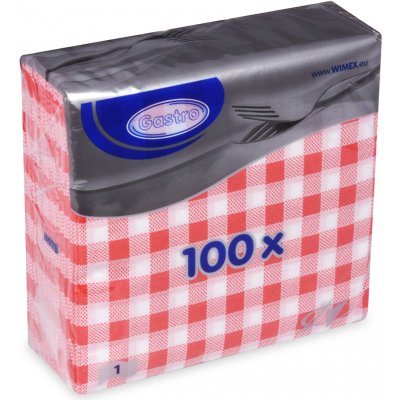 Wimex ubrousky 1V KARO červené 100ks 33x33cm – Zbozi.Blesk.cz