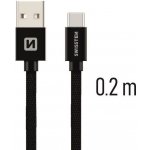 Swissten 71521101 USB 2.0 typ A na C, USB 2.0, zástrčka A - zástrčka C, opletený, 0,2m, černý – Zboží Živě