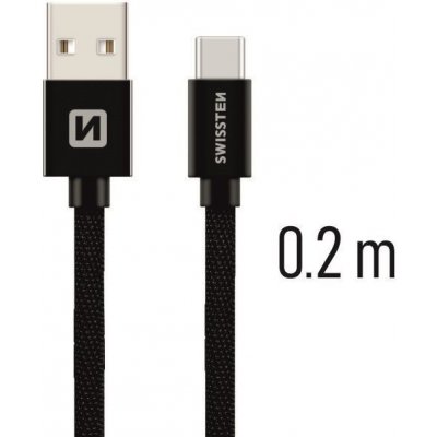 Swissten 71521101 USB 2.0 typ A na C, USB 2.0, zástrčka A - zástrčka C, opletený, 0,2m, černý – Zbozi.Blesk.cz