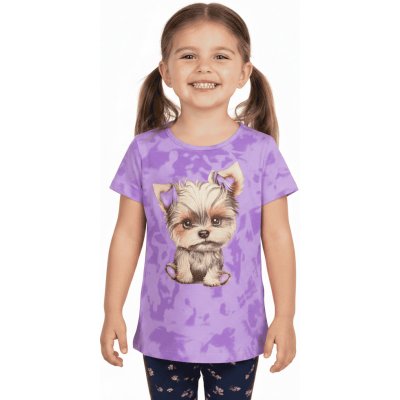 DÍVČÍ TRIČKO S PEJSKEM YORKSHIRE Fialková – Zboží Dáma