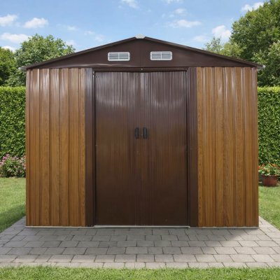 BestBerg BBSH-1208W 10,1 m² 389 x 260 x 202 cm dekor dřeva/hnědá – Zboží Mobilmania