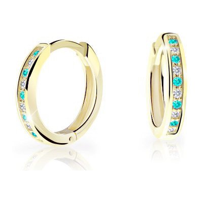Cutie Jewellery zlaté dětské kroužky C3343Z-Zeleno modrá
