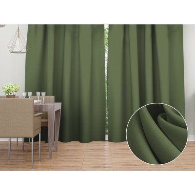 Biante Dekorační závěs Rongo RG-081 Tmavý olivově zelený 140x180 cm – Zboží Mobilmania