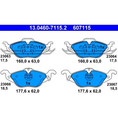 ATE Sada brzdových destiček, kotoučová brzda 13.0460-7115.2