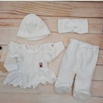 Kazum Pletená ažurková sada 4D, tunika polodupačky čepička čelenka bílá – Zboží Dáma