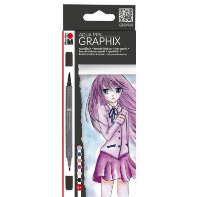Marabu Graphix Ma Ke Manga sada Akvarelové popisovače 6ks