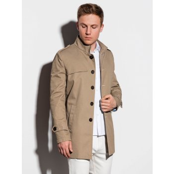 Ombre Clothing pánský podzimní kabát k obleku Eliot C269 béžový
