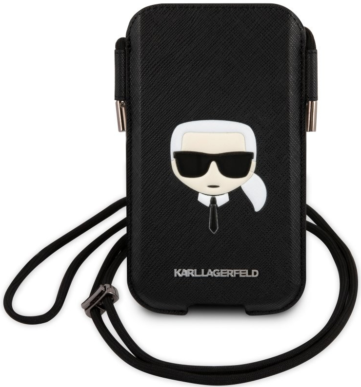 Pouzdro Karl Lagerfeld Head Saffiano PU Pouch S/M černé