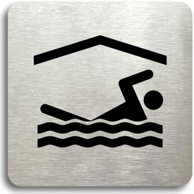 Accept Piktogram "bazén krytý" (80 × 80 mm) (stříbrná tabulka - černý tisk bez rámečku) – Zboží Mobilmania
