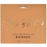 BANNER Happy Birthday zlatý 16,5x62cm – Sleviste.cz