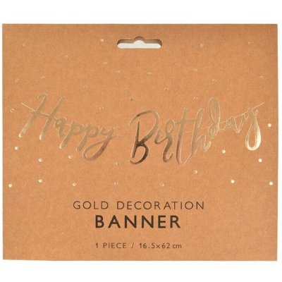 BANNER Happy Birthday zlatý 16,5x62cm – Sleviste.cz