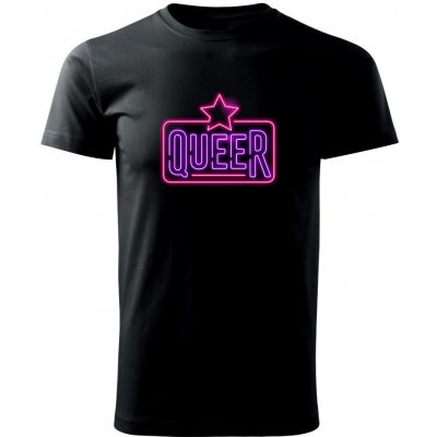 Neon sign queer Klasické pánské triko černá – Zboží Mobilmania